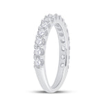 14kt White Gold Womens Round Pave-set Diamond Single Row Wedding Band 1 Cttw