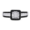 10kt White Gold Womens Round Black Color Enhanced Diamond Cluster Ring 1/3 Cttw