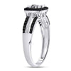 10kt White Gold Womens Round Black Color Enhanced Diamond Cluster Ring 1/3 Cttw