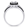 10kt White Gold Womens Round Black Color Enhanced Diamond Cluster Ring 1/3 Cttw