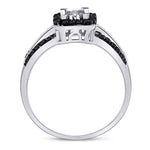 10kt White Gold Womens Round Black Color Enhanced Diamond Cluster Ring 1/3 Cttw