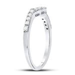 14kt White Gold Womens Round Diamond Curved Wedding Band Ring 1/4 Cttw