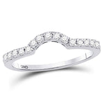 14kt White Gold Womens Round Diamond Curved Wedding Band Ring 1/4 Cttw