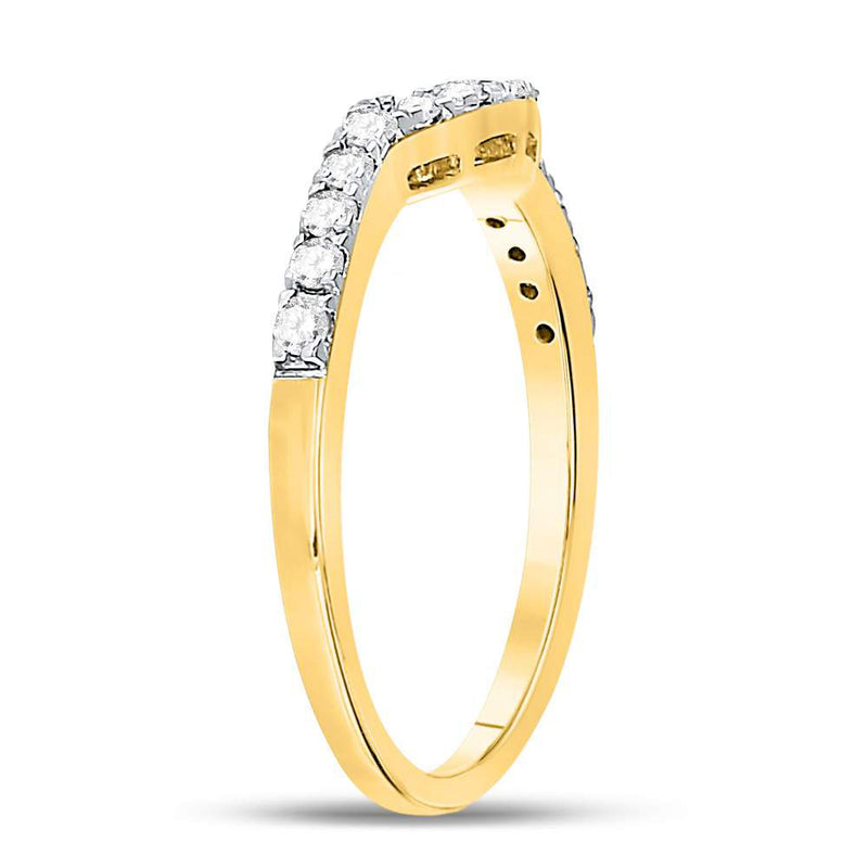 14kt Yellow Gold Womens Round Diamond Curved Wedding Enhancer Band Ring 1/4 Cttw