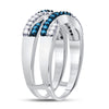 10kt White Gold Womens Round Blue Color Enhanced Diamond Band Ring 1/2 Cttw