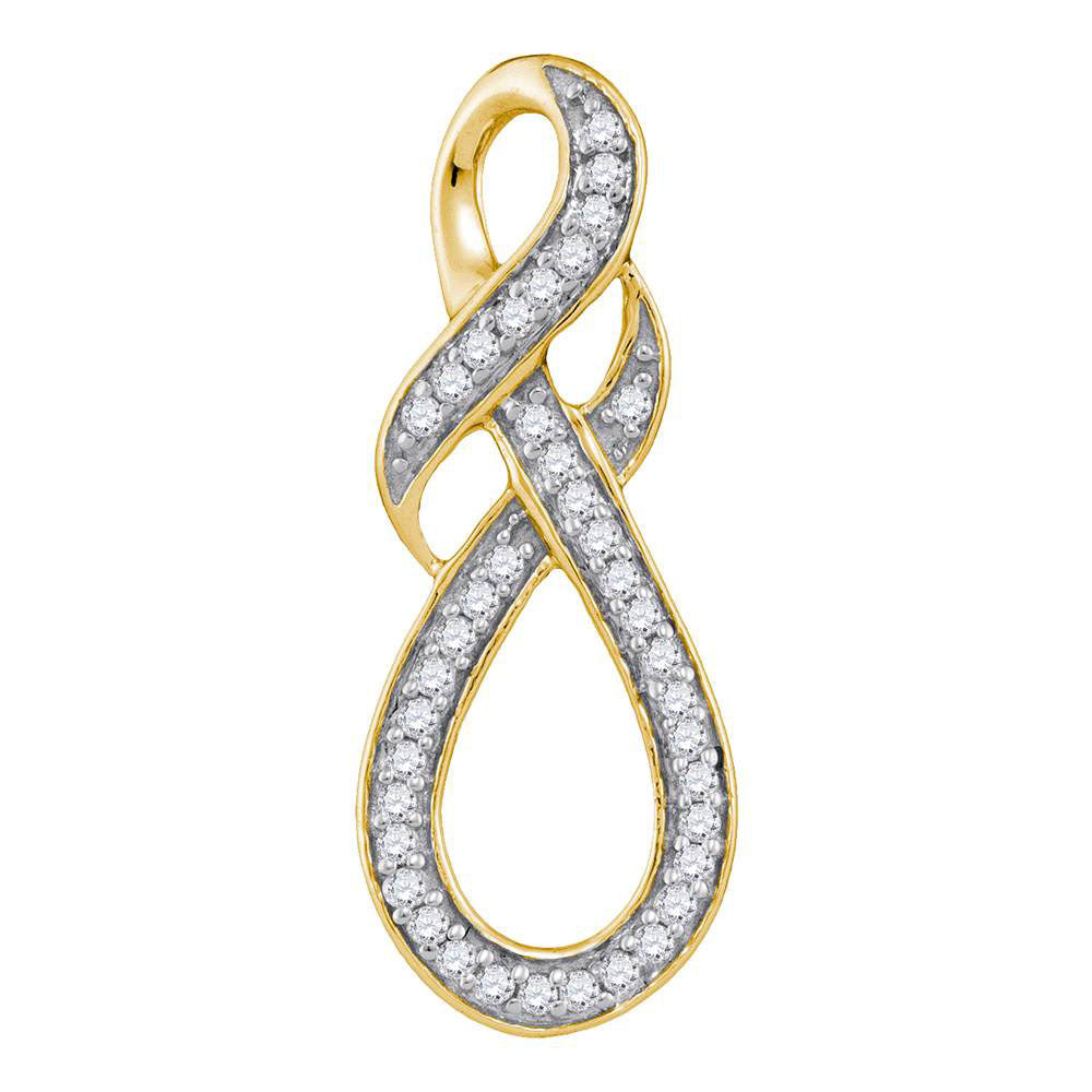 10kt Yellow Gold Womens Round Diamond Wraparound Infinity Pendant 1/5 Cttw