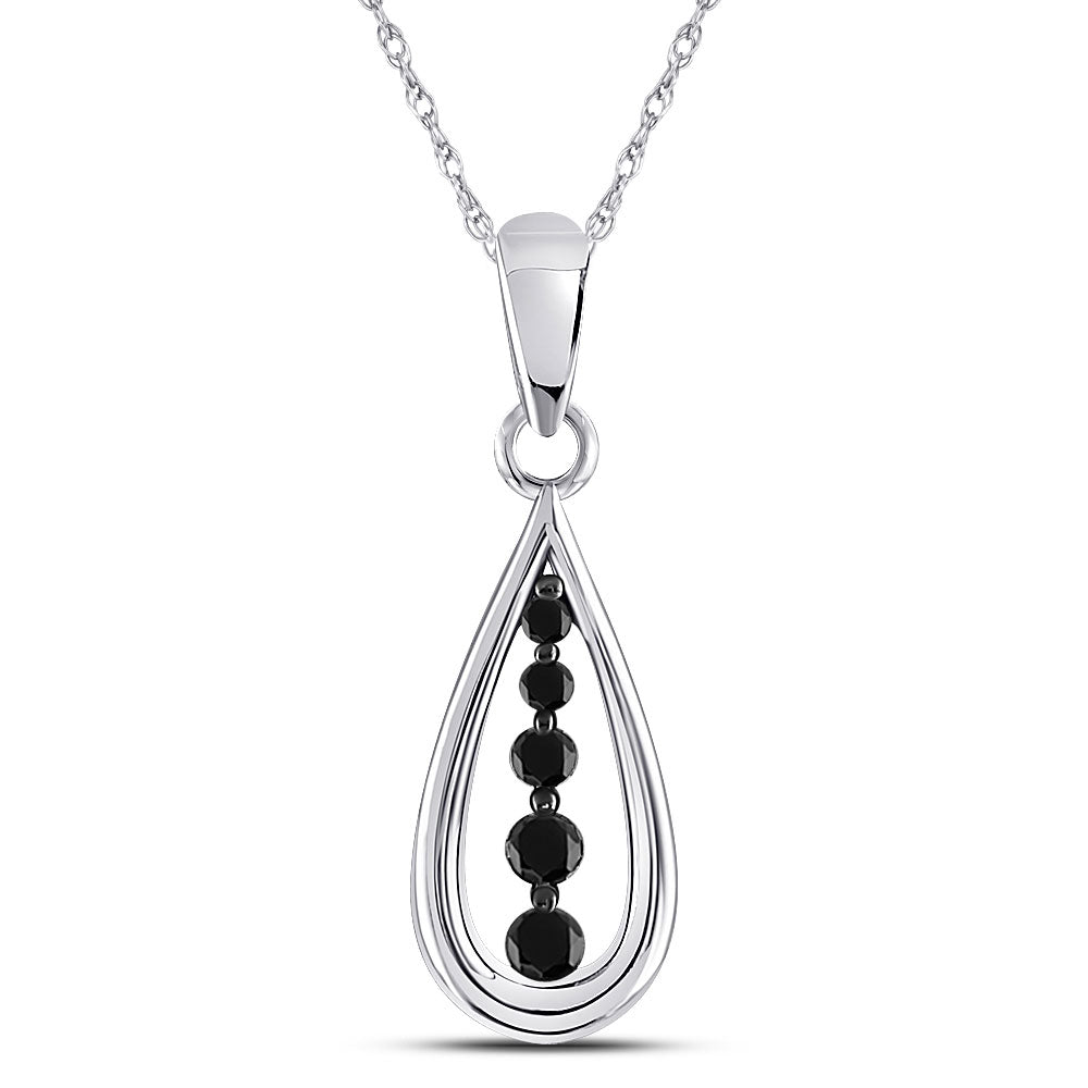 0.16 Carat Diamond Journey Of Life Pendant – 10k White Gold Graduation Gift Pendant With 18" Chain