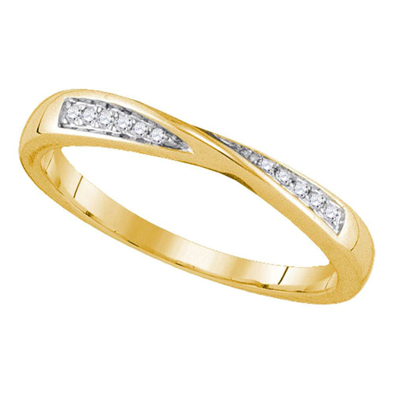 14kt Yellow Gold Womens Round Diamond Fashion Band Ring 1/20 Cttw