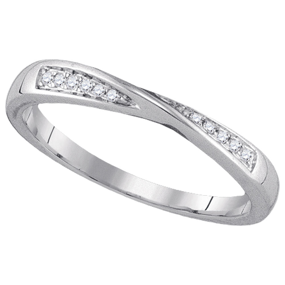 14kt White Gold Womens Round Diamond Fashion Band Ring 1/20 Cttw