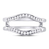 14kt White Gold Womens Round Diamond Ring Guard Wrap Solitaire Enhancer 1/4 Cttw