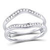 14kt White Gold Womens Round Diamond Ring Guard Wrap Solitaire Enhancer 1/4 Cttw