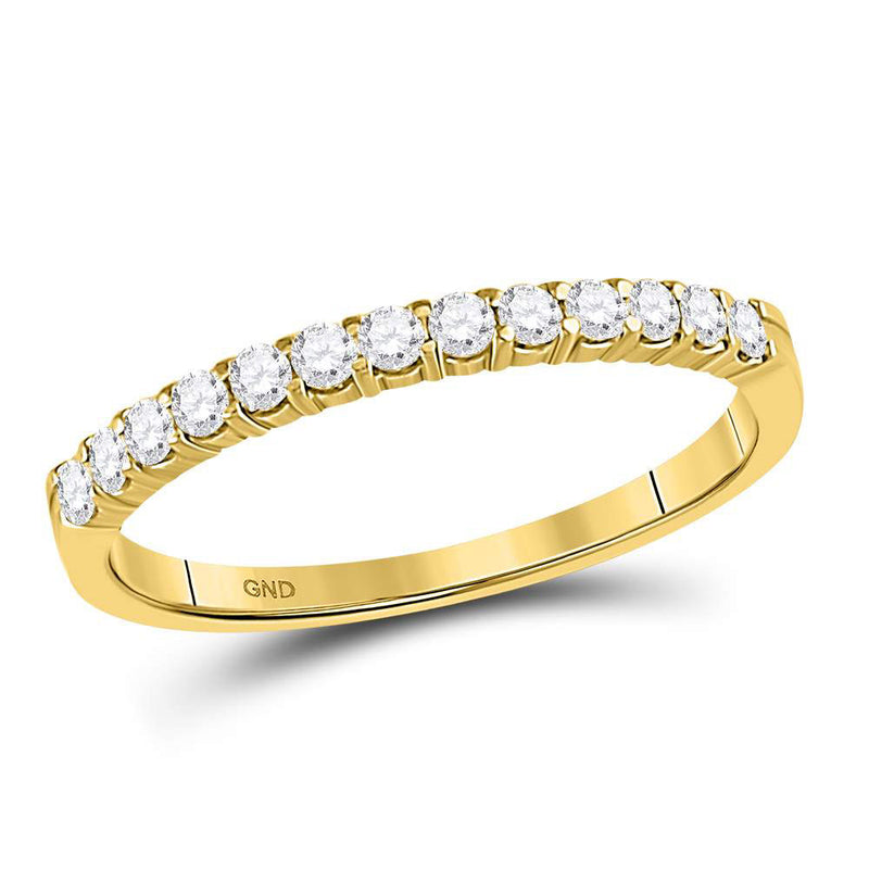 14kt Yellow Gold Womens Round Diamond Single Row Comfort Wedding Band 1/4 Cttw