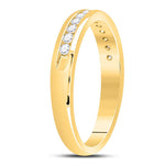 14kt Yellow Gold Womens Round Diamond Single Row Comfort Wedding Band 1/4 Cttw