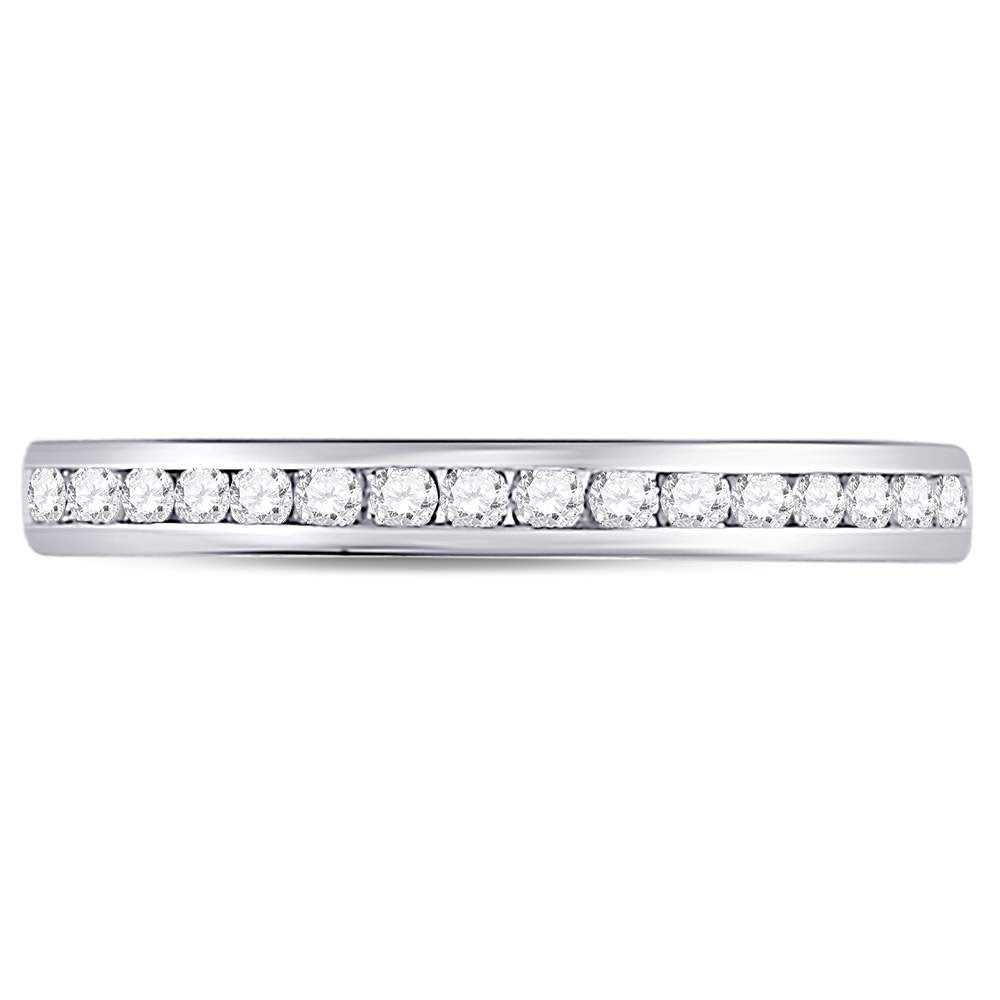 14kt White Gold Womens Round Diamond Single Row Near-Eternity Wedding Band 1/2 Cttw