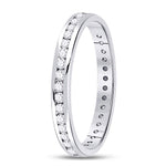 14kt White Gold Womens Round Diamond Single Row Near-Eternity Wedding Band 1/2 Cttw