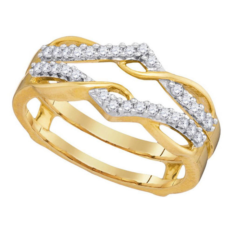 10kt Yellow Gold Womens Round Diamond Solitaire Enhancer Wedding Band 1/4 Cttw