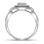 10kt White Gold Diamond Square 3-Piece Bridal Wedding Ring Band Set 1/3 Cttw