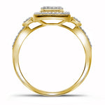 10kt Yellow Gold Diamond Square 3-Piece Bridal Wedding Ring Band Set 1/3 Cttw