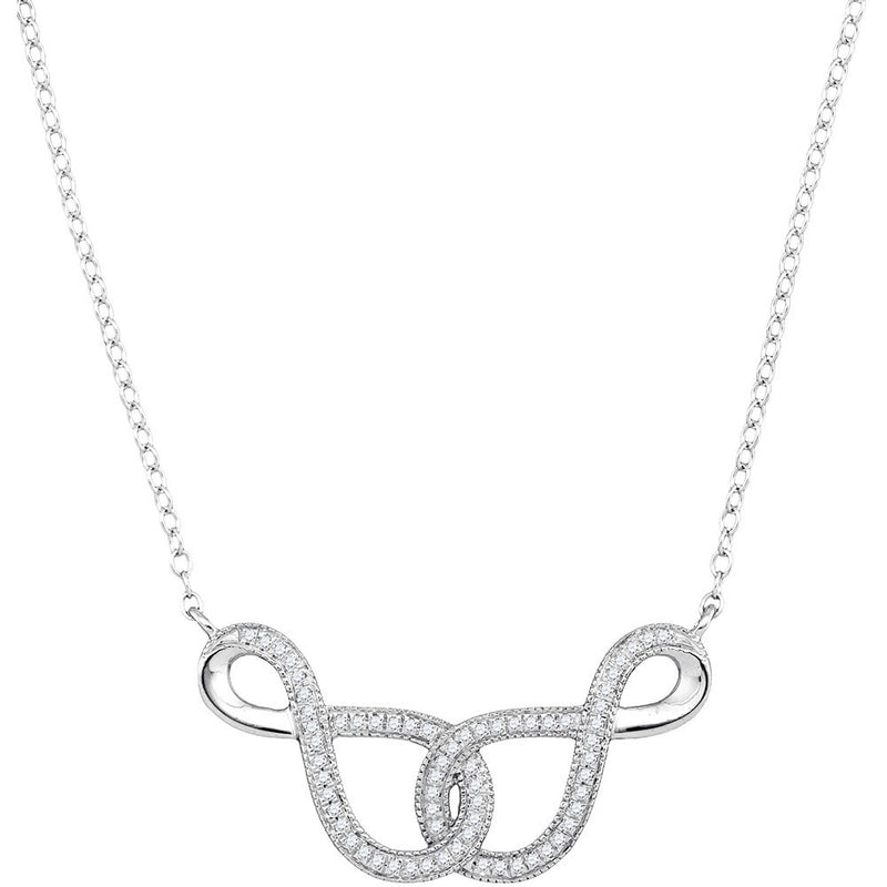 10kt White Gold Womens Round Diamond Infinity Pendant Necklace 1/6 Cttw