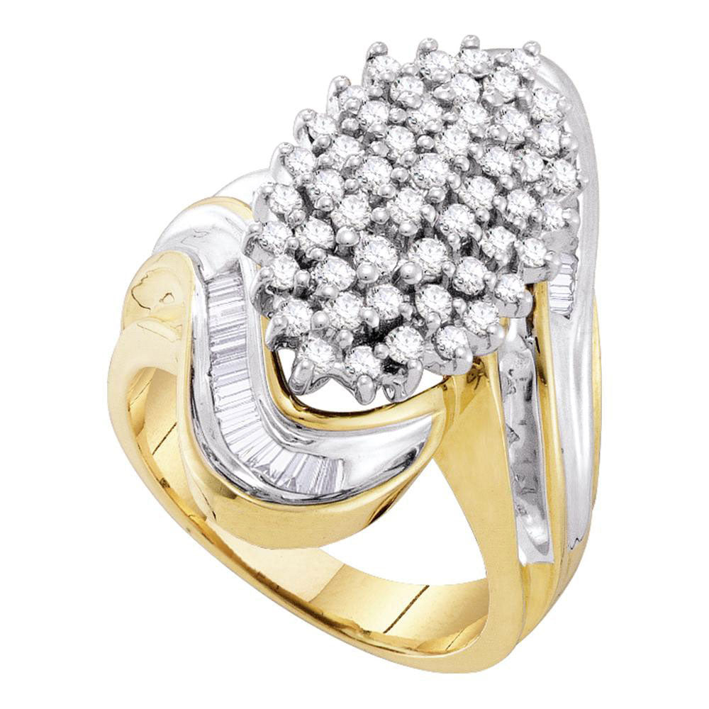 10kt Yellow Gold Womens Round Diamond Wide Cluster Ring 1 Cttw