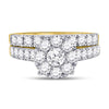 14kt Yellow Gold Round Diamond Bridal Wedding Ring Band Set 2 Cttw