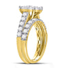 14kt Yellow Gold Round Diamond Bridal Wedding Ring Band Set 2 Cttw