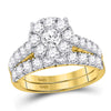 14kt Yellow Gold Round Diamond Bridal Wedding Ring Band Set 2 Cttw