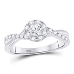 14kt White Gold Round Diamond Solitaire Bridal Wedding Engagement Ring 1/2 Cttw