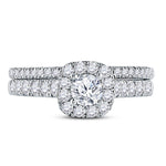 14kt White Gold Round Diamond Bridal Wedding Ring Band Set 1 Cttw