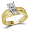 10kt Yellow Gold His Hers Round Diamond Solitaire Matching Wedding Set 1/5 Cttw