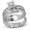 10kt White Gold His Hers Round Diamond Solitaire Matching Wedding Set 1/5 Cttw