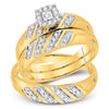 10kt Yellow Gold His Hers Round Diamond Solitaire Matching Wedding Set 1/4 Cttw