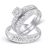 10kt White Gold His Hers Round Diamond Cluster Matching Wedding Set 1/3 Cttw