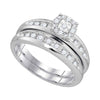 10kt White Gold His Hers Round Diamond Cluster Matching Wedding Set 1/2 Cttw