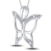 10kt White Gold Womens Round Diamond Butterfly Bug Wings Pendant .03 Cttw