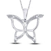 10kt White Gold Womens Round Diamond Butterfly Bug Wings Pendant .03 Cttw