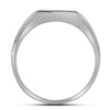 10kt White Gold Mens Round Diamond Diagonal Row Flat Top Fashion Ring 1/12 Cttw