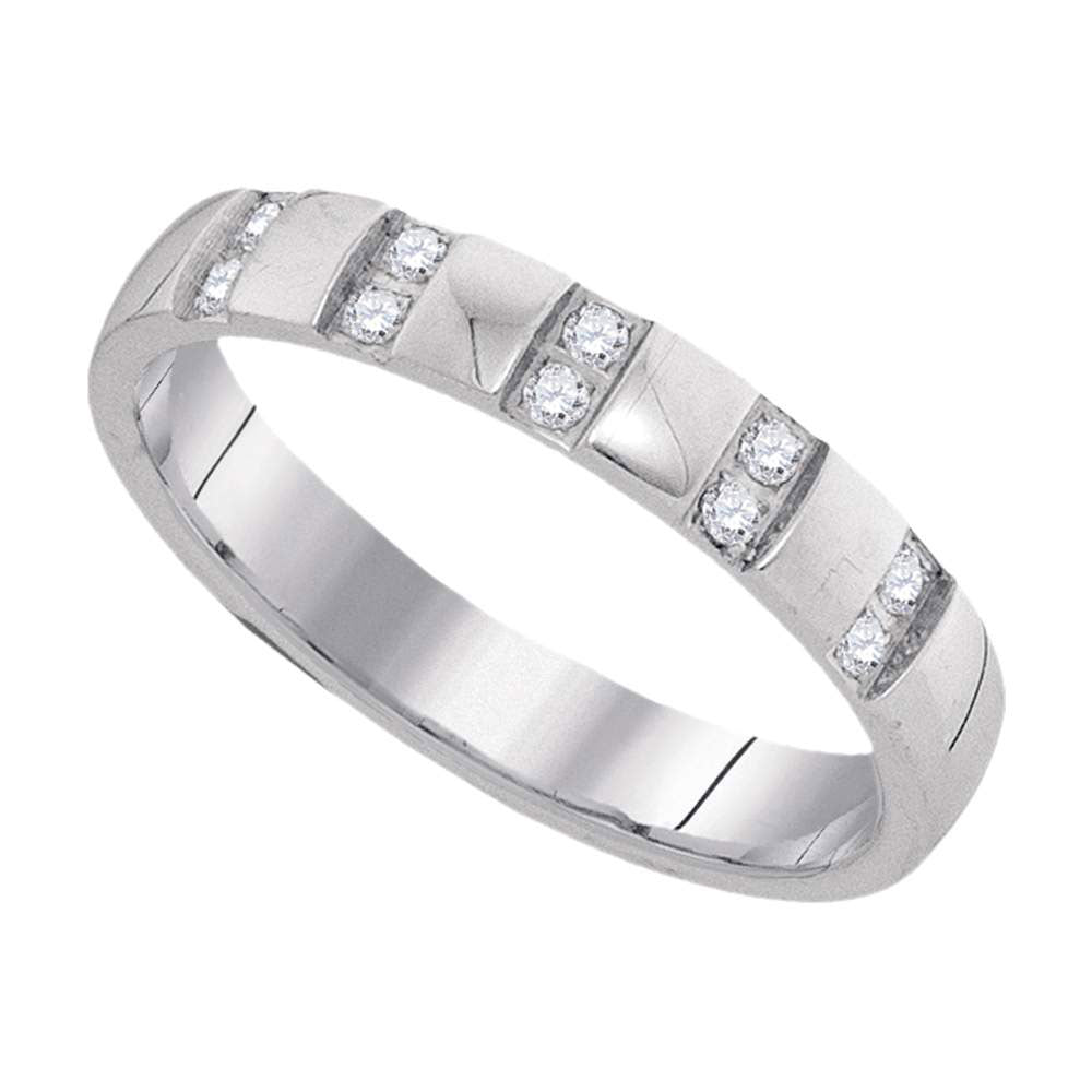 10kt White Gold Mens Round Diamond Machine-set Comfort 4mm Wedding Band Ring 1/6 Cttw