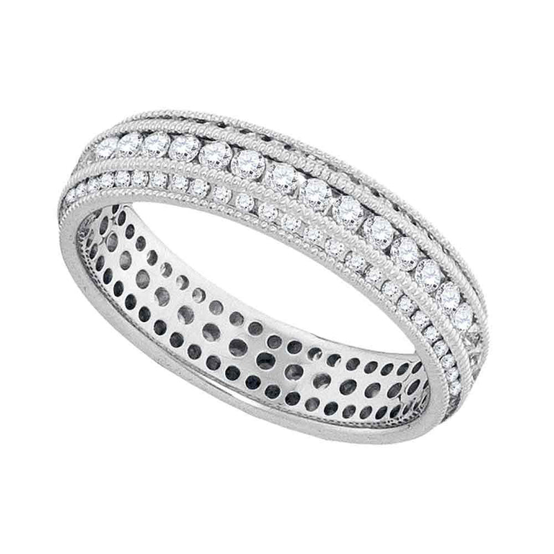 10k White Gold Round Diamond Womens Bridal Wedding Eternity Band 1 Cttw