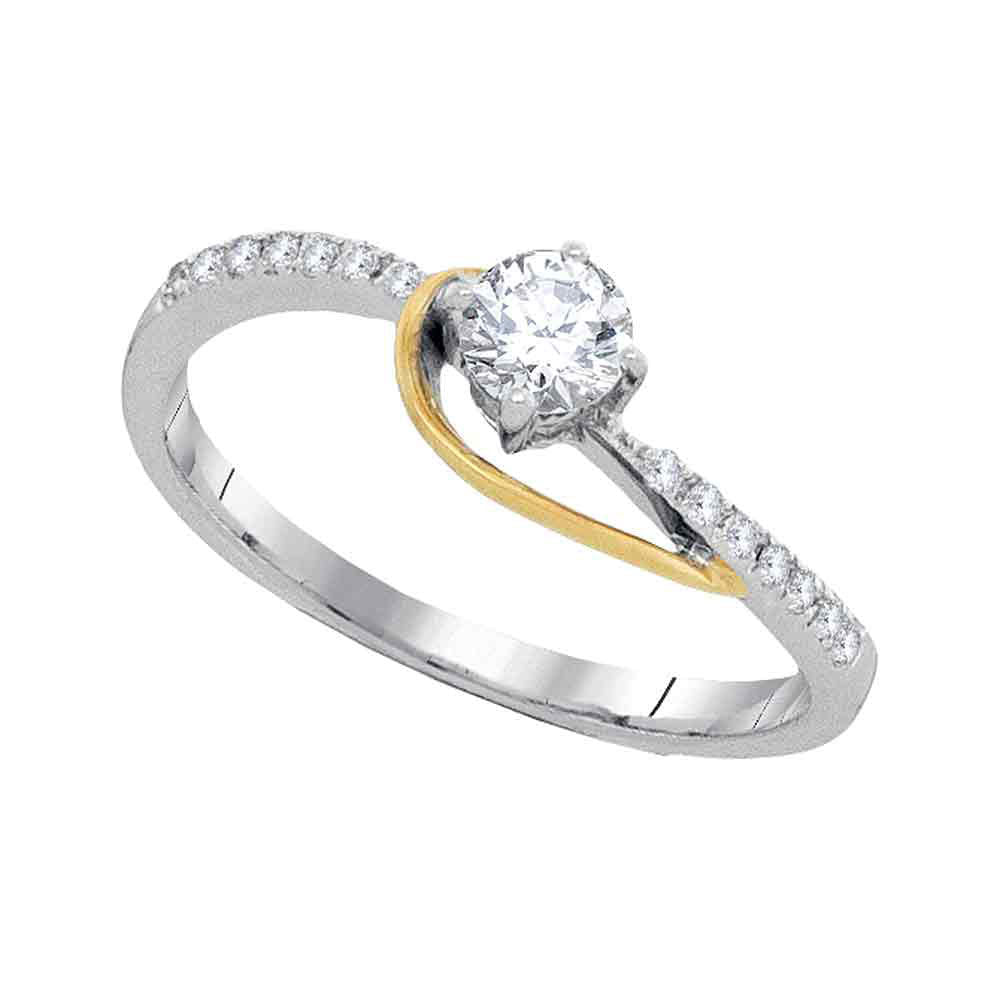 10kt Two-tone Gold Round Diamond Solitaire Bridal Wedding Engagement Ring 1/5 Cttw