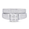 14kt White Gold Princess Diamond Bridal Wedding Ring Band Set 2 Cttw