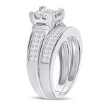 14kt White Gold Princess Diamond Bridal Wedding Ring Band Set 2 Cttw