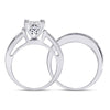 14kt White Gold Princess Diamond Bridal Wedding Ring Band Set 2 Cttw