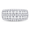 14kt White Gold Womens Round Diamond Five Row Band Ring 2 Cttw