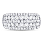 14kt White Gold Womens Round Diamond Five Row Band Ring 2 Cttw