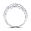 14kt White Gold Womens Round Diamond Five Row Band Ring 2 Cttw