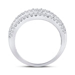 14kt White Gold Womens Round Diamond Five Row Band Ring 2 Cttw