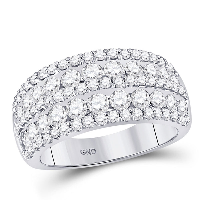 14kt White Gold Womens Round Diamond Five Row Band Ring 2 Cttw