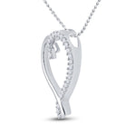 10kt White Gold Womens Round Diamond Heart Pendant 1/6 Cttw