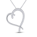 10kt White Gold Womens Round Diamond Heart Pendant 1/6 Cttw